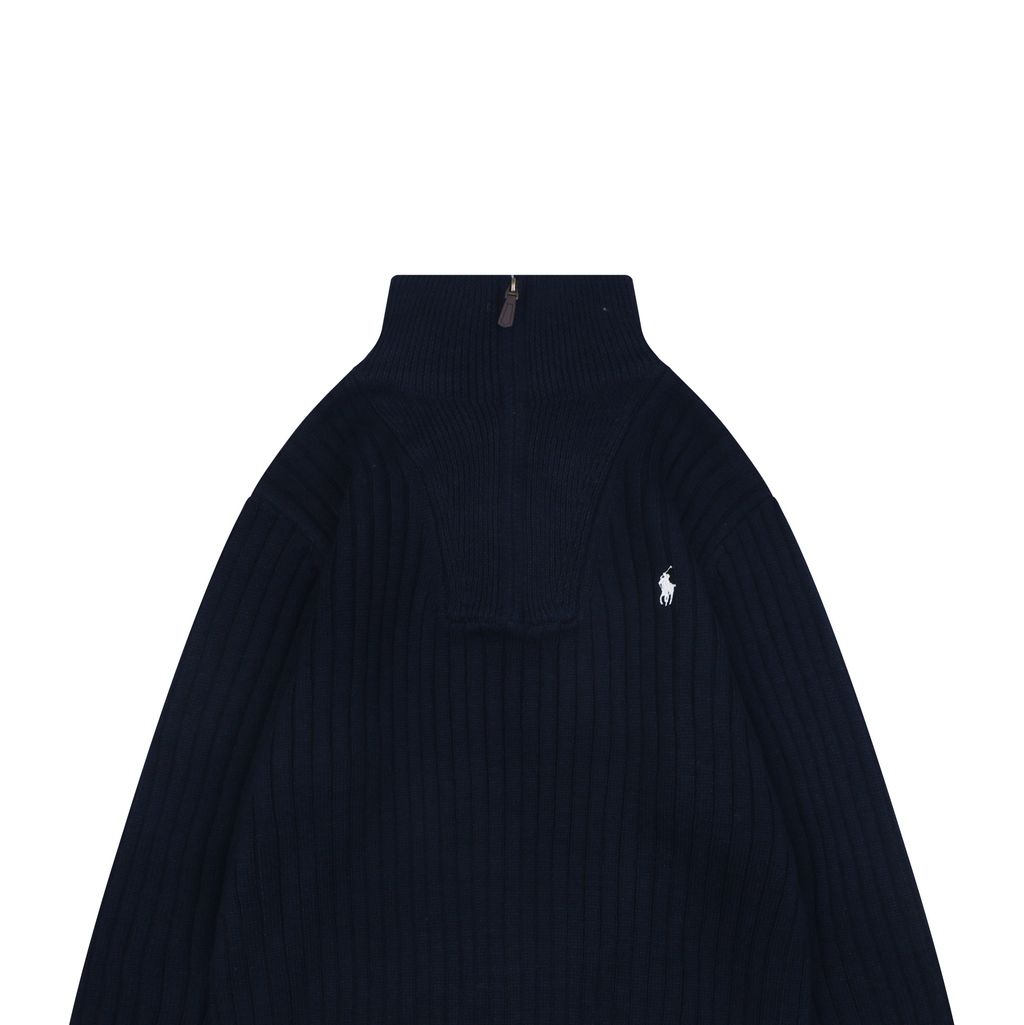 Ralph Lauren Ribbed Pony Half-Zip Pullover Sweater