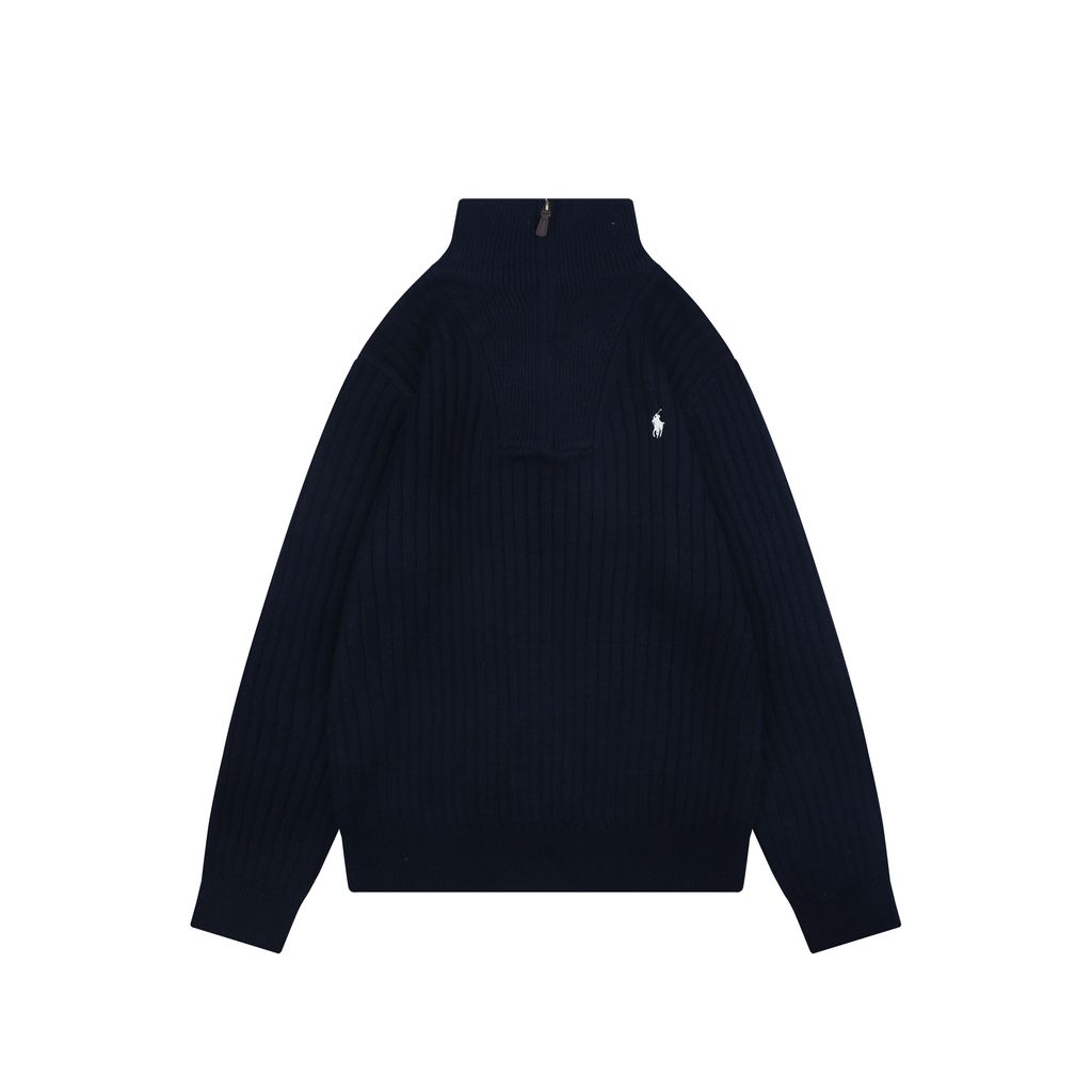 Ralph Lauren Pony Embroidered Ribbed Half-Zip Sweater