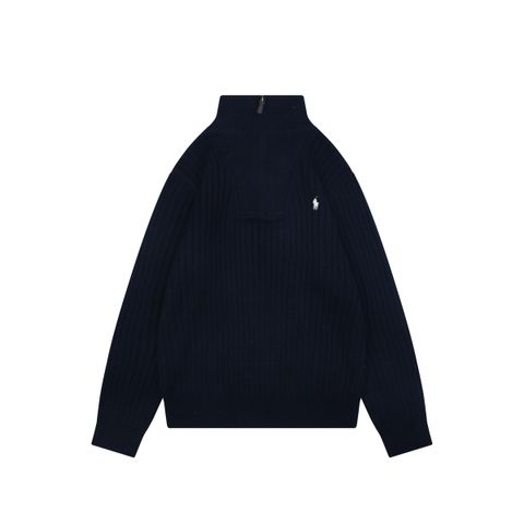 Ralph Lauren Pony Embroidered Ribbed Half-Zip Sweater