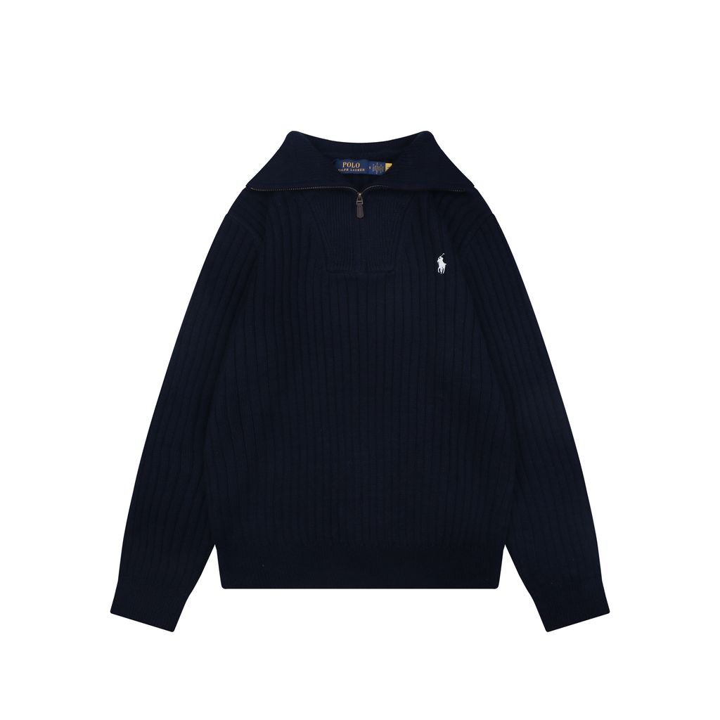 Ralph Lauren Wool Blend Mock Neck Quarter-Zip Knit