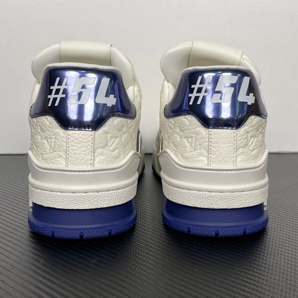 Louis Vuitton LV Trainer Sneaker Marine 1AKCLV premium luxury sneaker side profile view
