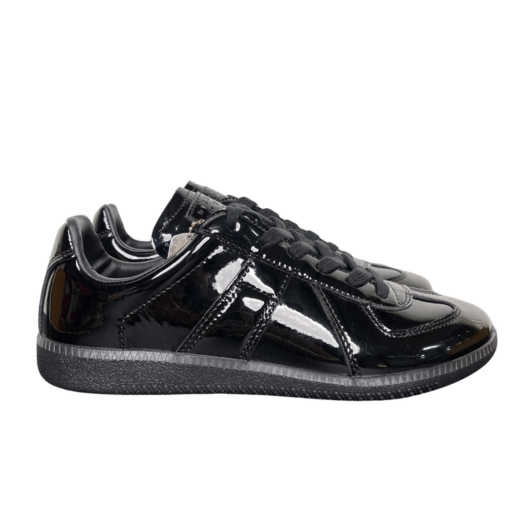 Maison Margiela Replica Low S58WS0109 black patent leather sneakers side view