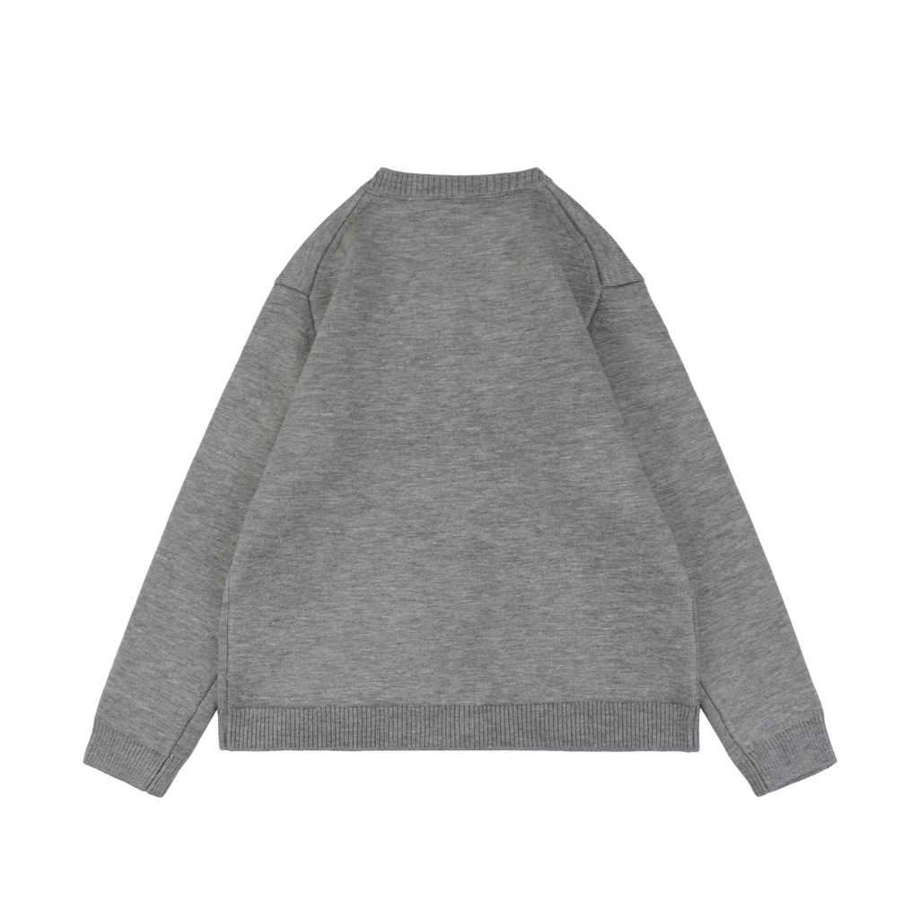 Miu Miu 24FW Logo Patch Heavyweight Grey Knit Jacket