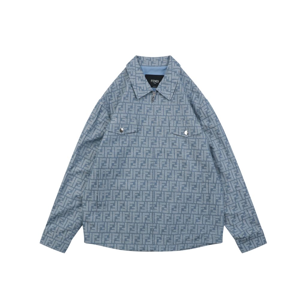 Fendi Light Blue FF All-Over Print Jacket
