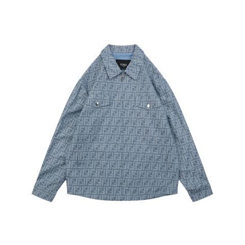 Fendi Light Blue FF All-Over Print Jacket