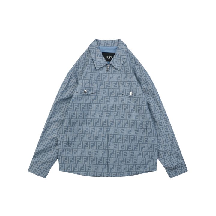 Fendi Light Blue FF All-Over Print Jacket