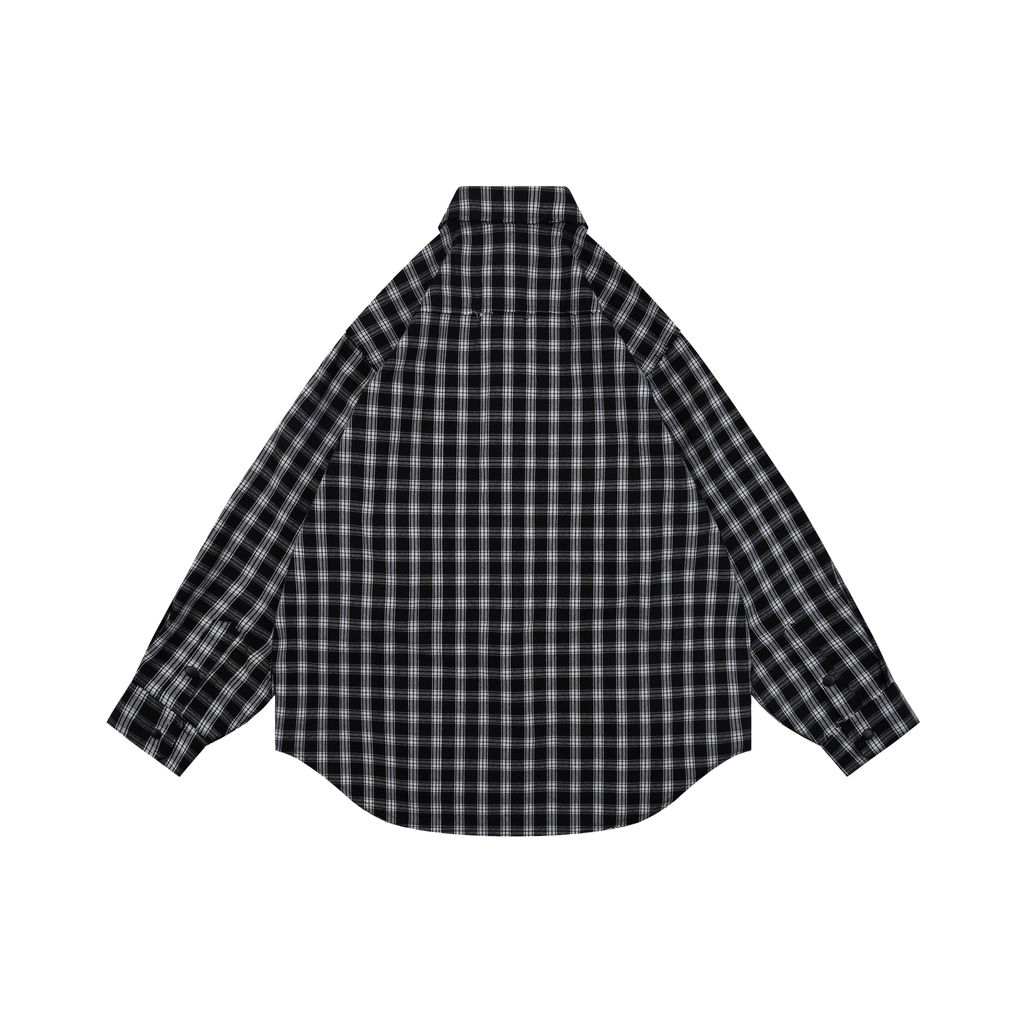 Balenciaga Black White Check Distressed Frayed Hem Shirt