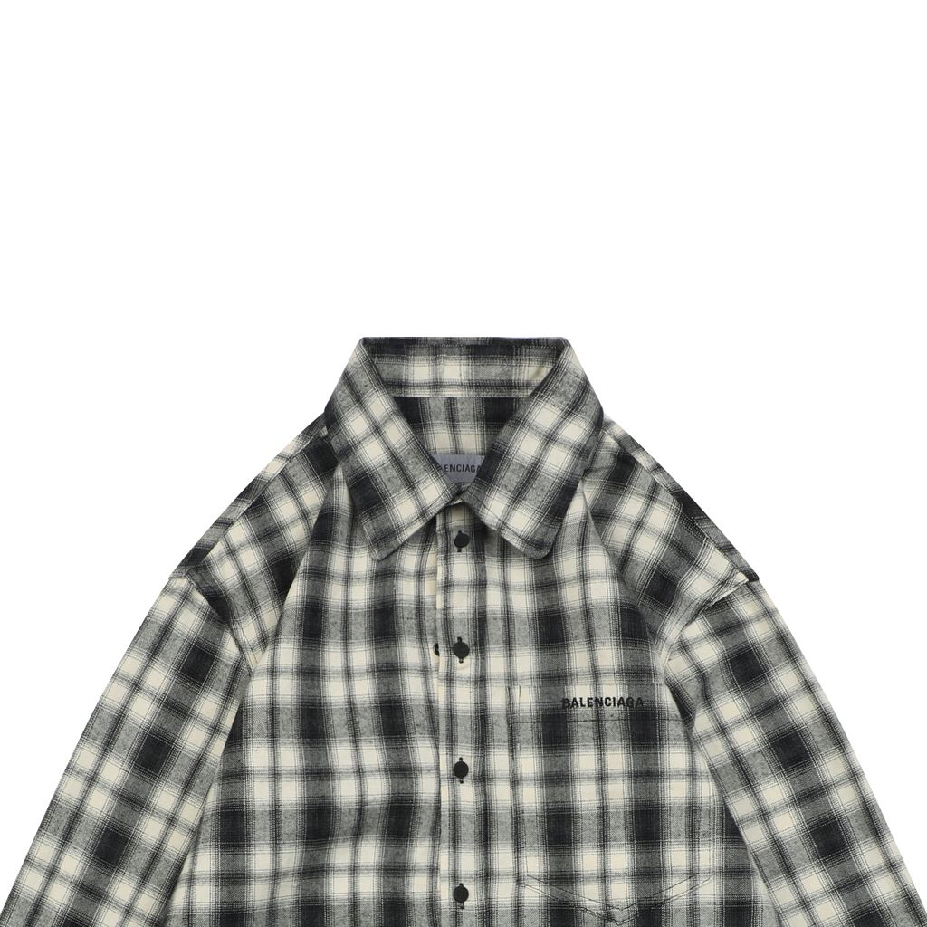 Balenciaga Black White Washed Check Relaxed Shirt