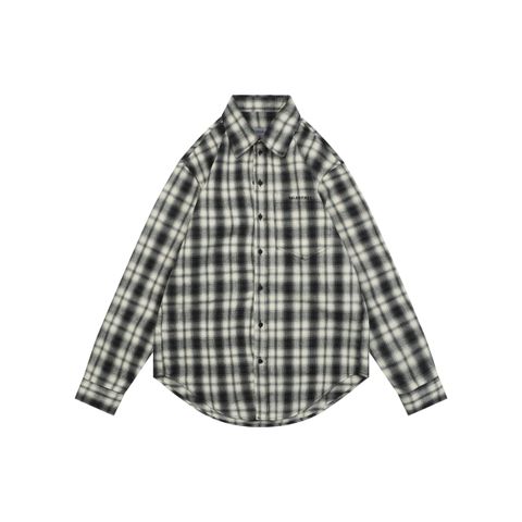 Balenciaga Paris Logo Pocket Black White Check Long Sleeve Shirt