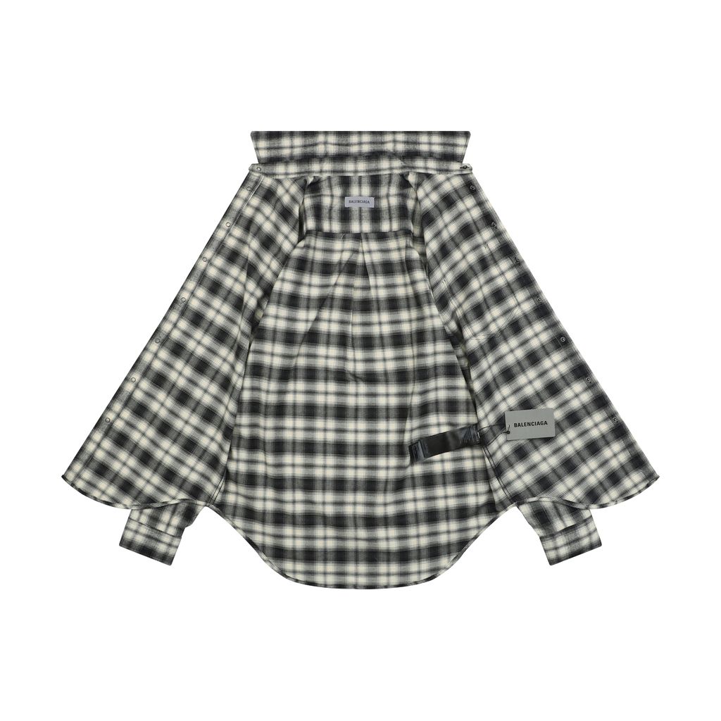 Balenciaga Black White Washed Check Relaxed Shirt