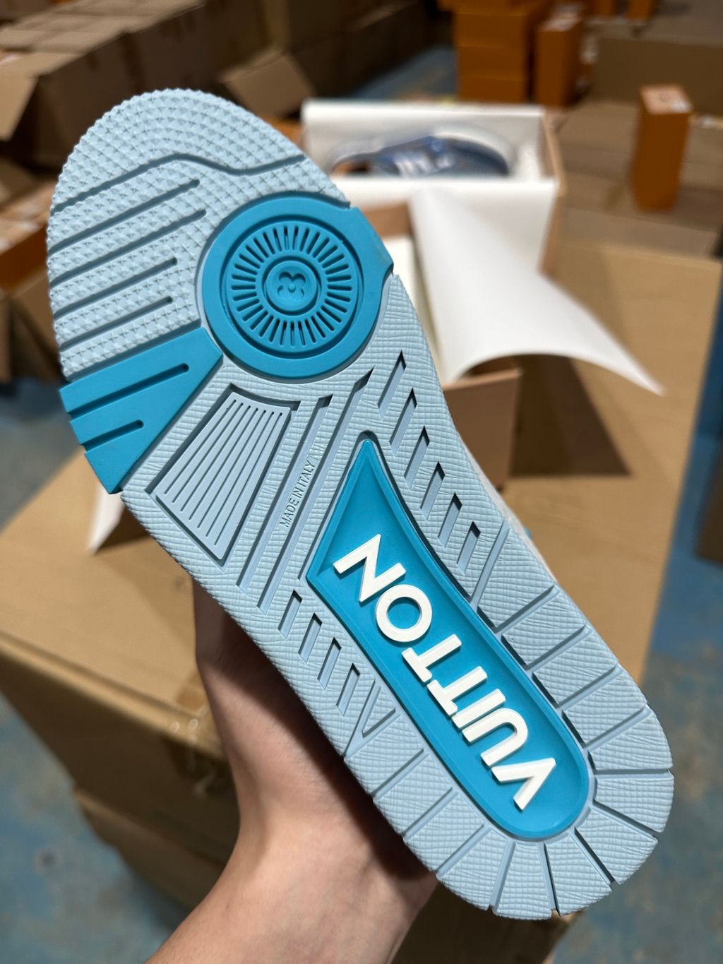 Louis Vuitton Tyler The Creator LV Trainer Low 1ACRYD Blue sneakers side view