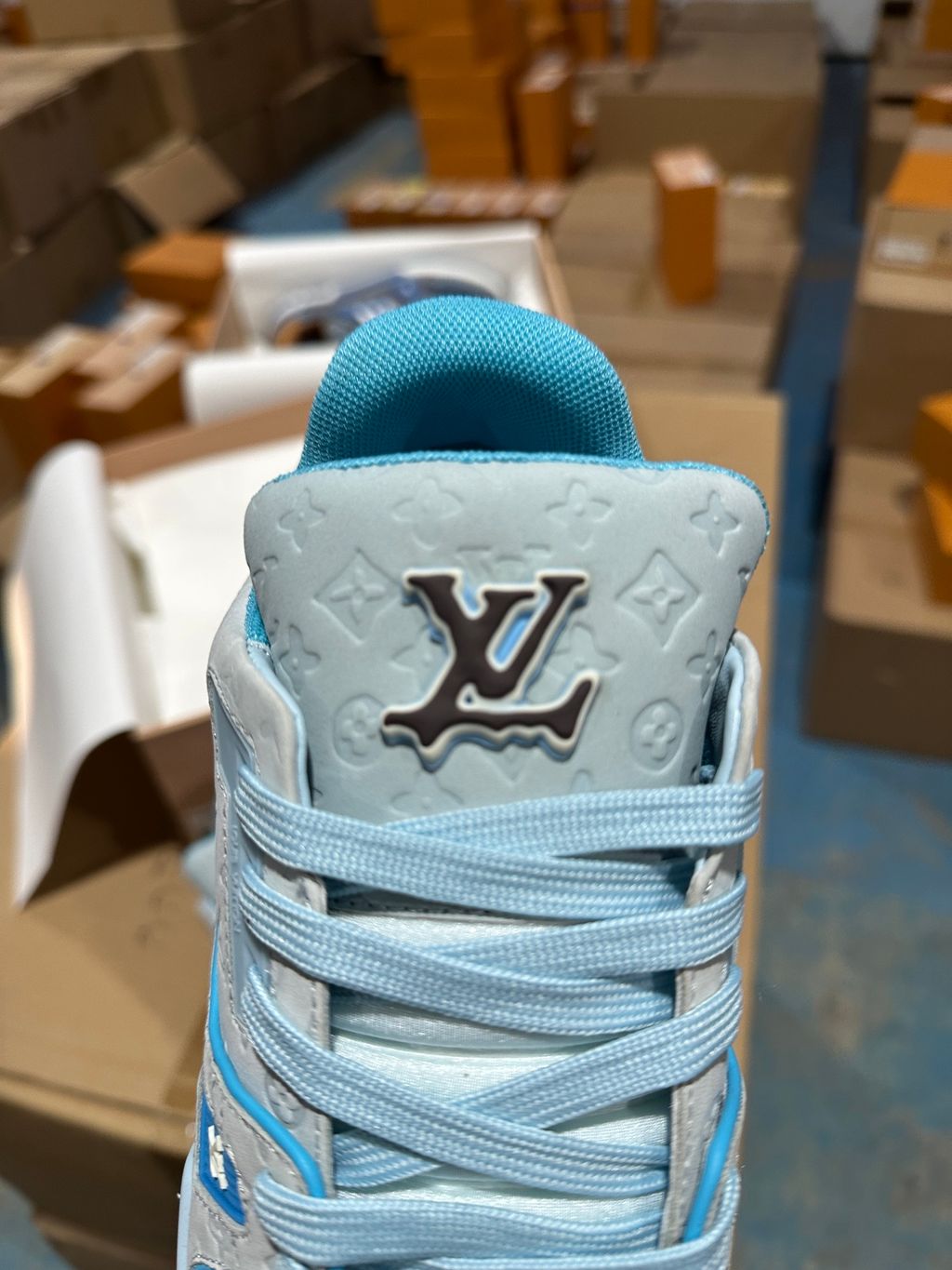 Louis Vuitton Tyler The Creator LV Trainer Low 1ACRYD Blue sneakers side view