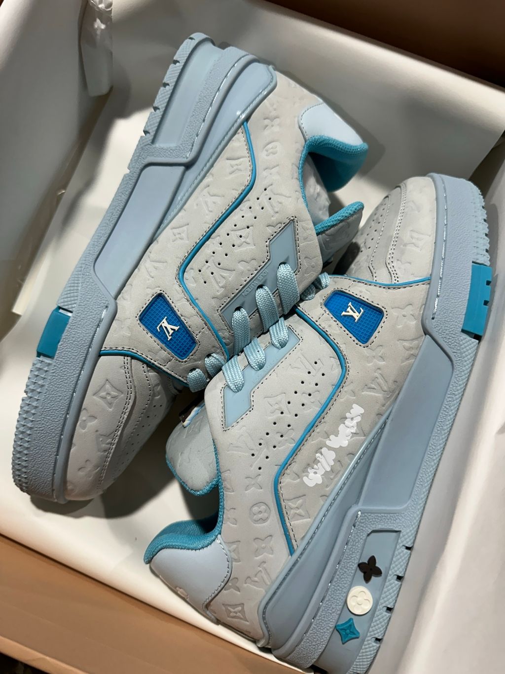 Louis Vuitton Tyler The Creator LV Trainer Low 1ACRYD Blue sneakers side view