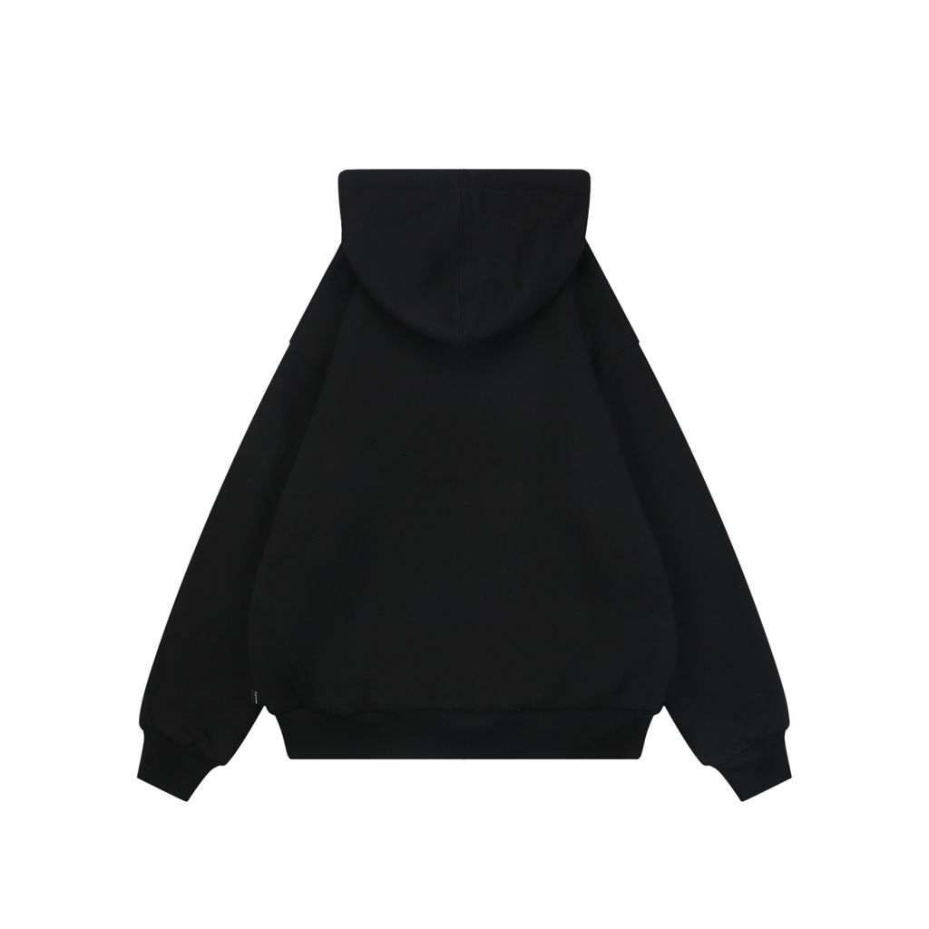 Supreme 2025 Black Red Appliqué Letter Heavyweight Zip Hoodie