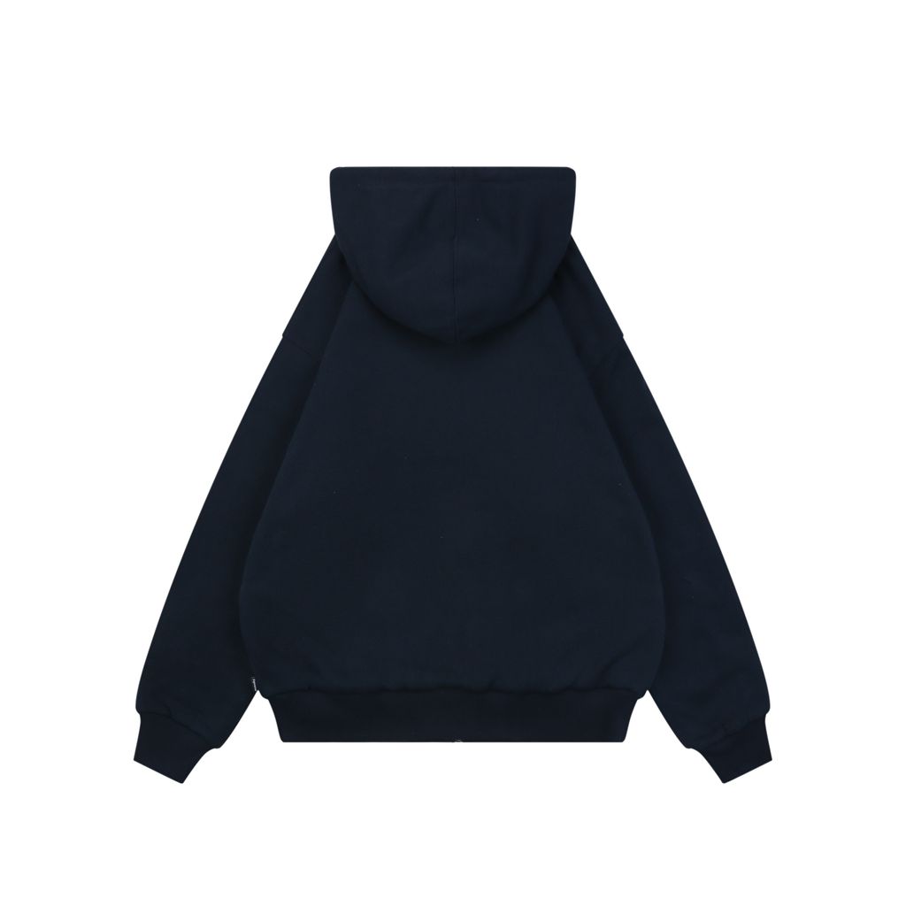 Supreme 2025 Navy Appliqué Letter Heavyweight Zip Hoodie