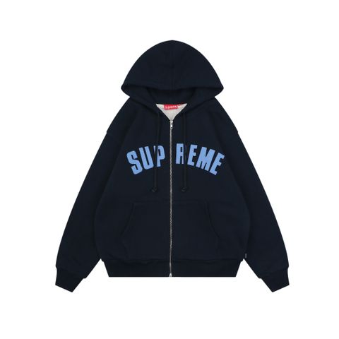 Supreme 2025 Navy Appliqué Letter Heavyweight Zip Hoodie