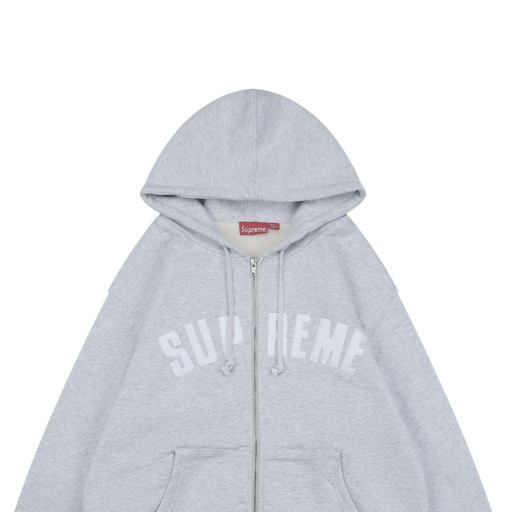 Supreme Grey White 1.5KG Waffle-Lined Winter Hooded Jacket