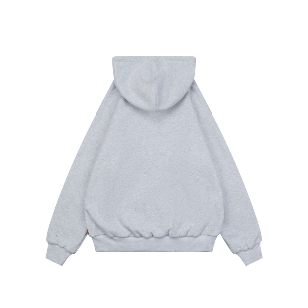 Supreme 2025 Grey White Appliqué Letter Heavyweight Zip Hoodie