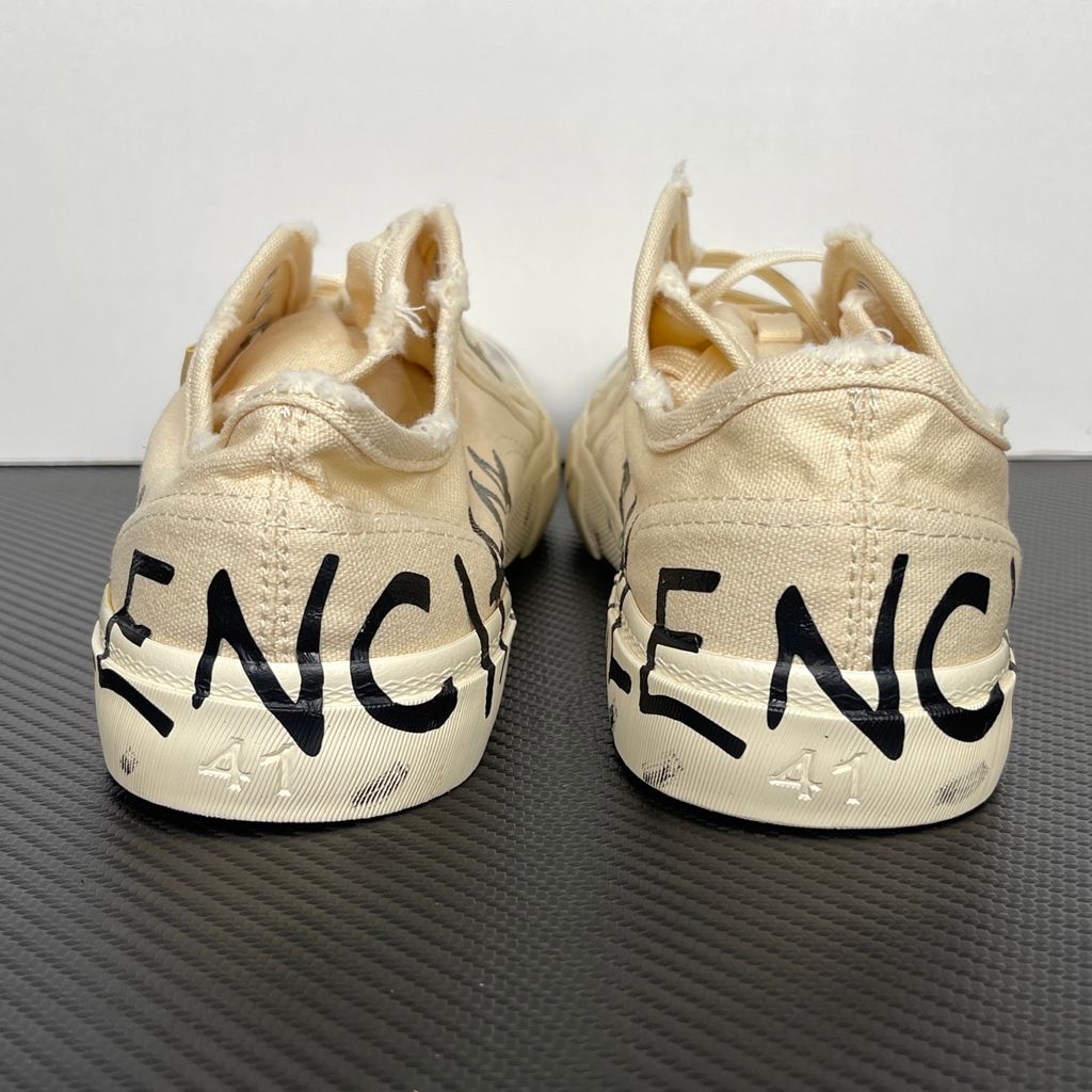 Balenciaga Paris Mid 688754 W3RR5 9010 Beige distressed canvas sneakers side view