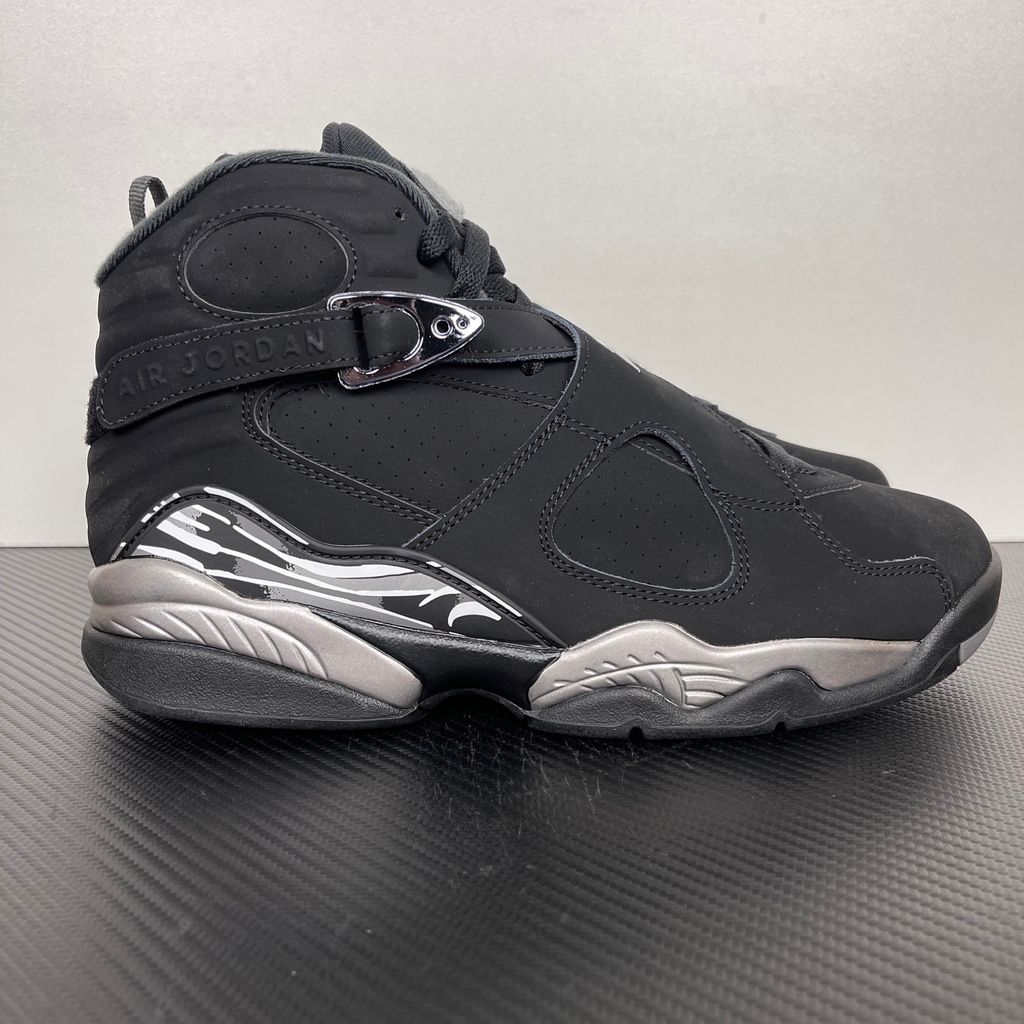 Air Jordan 8 Retro Chrome 305381-007 Black Light Graphite White men's sneakers side view