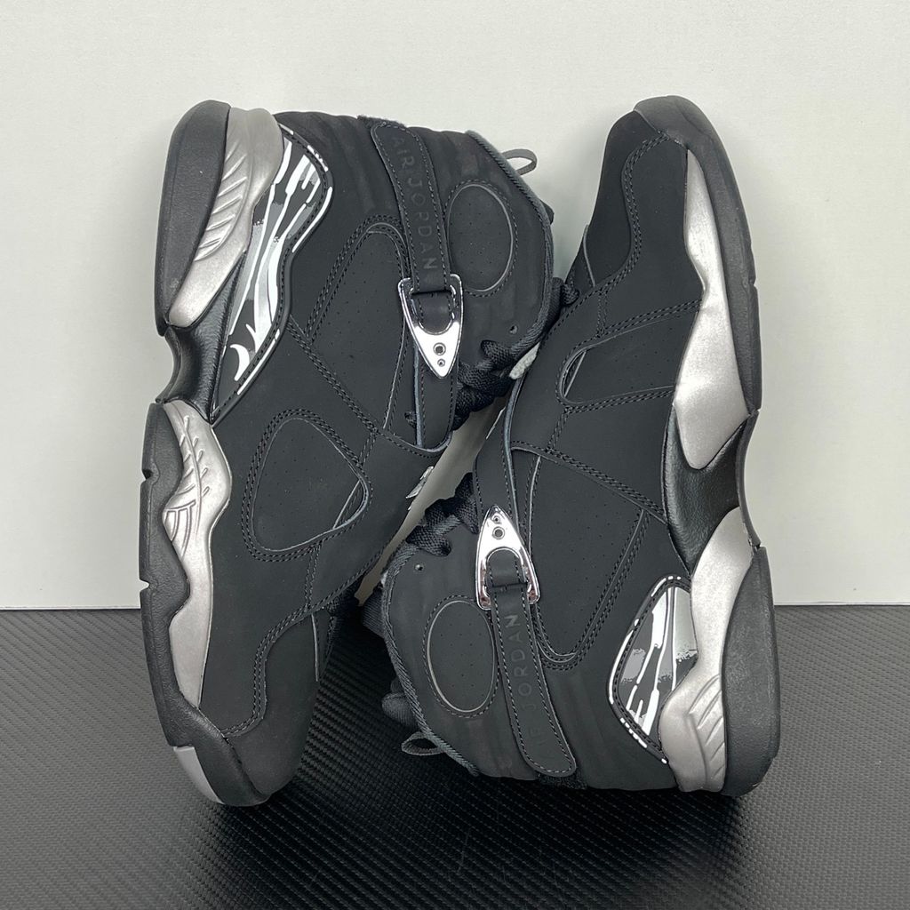 Air Jordan 8 Retro Chrome 305381-007 Black Light Graphite White men's sneakers side view