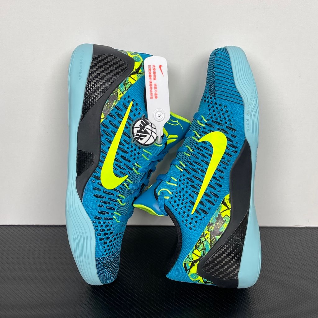 Nike Kobe 9 Elite Low Protro Perspective IO3673-400 Neo Turquoise Volt basketball shoes side view