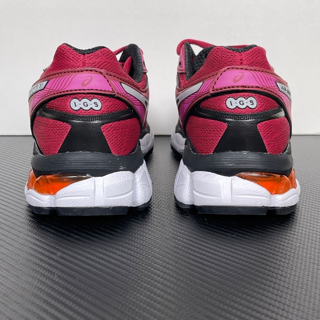 ASICS GEL-Nimbus 16 T566N-2193 Iridescent Silver Burgundy women's running shoes side view