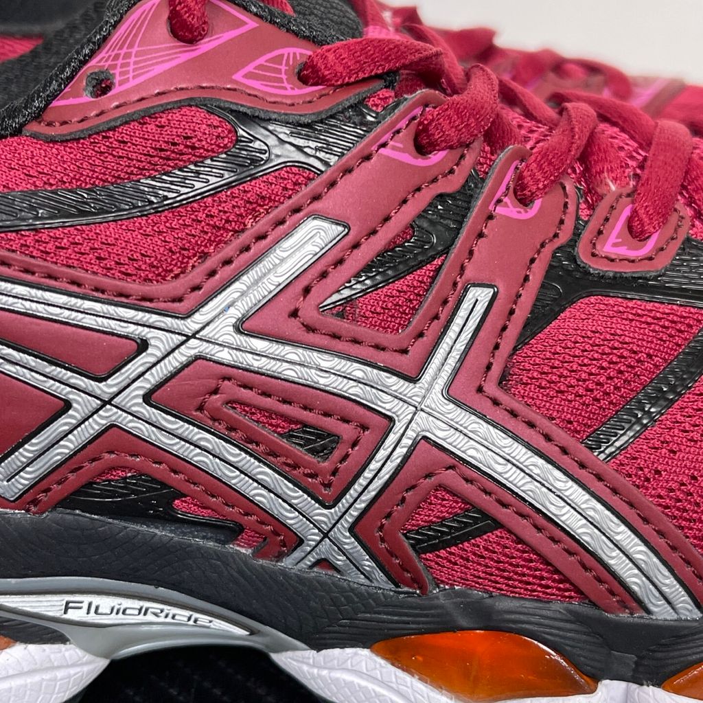 ASICS GEL-Nimbus 16 T566N-2193 Iridescent Silver Burgundy women's running shoes side view