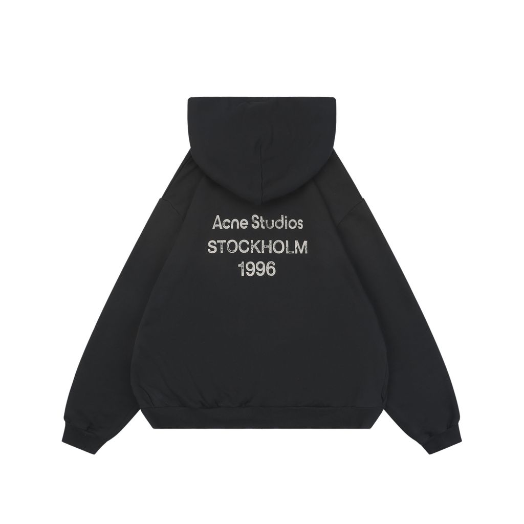 Acne Studios 1996 Distressed Logo Hoodie Black