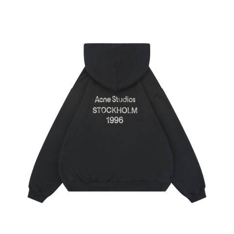 Acne Studios 1996 Distressed Logo Hoodie Black