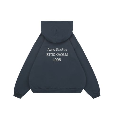 Acne Studios 1996 Distressed Logo Hoodie Navy