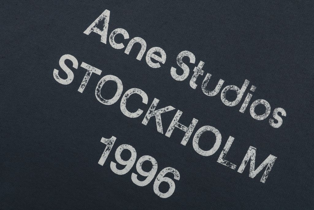 Acne Studios Navy Mottled Logo Distressed Pullover