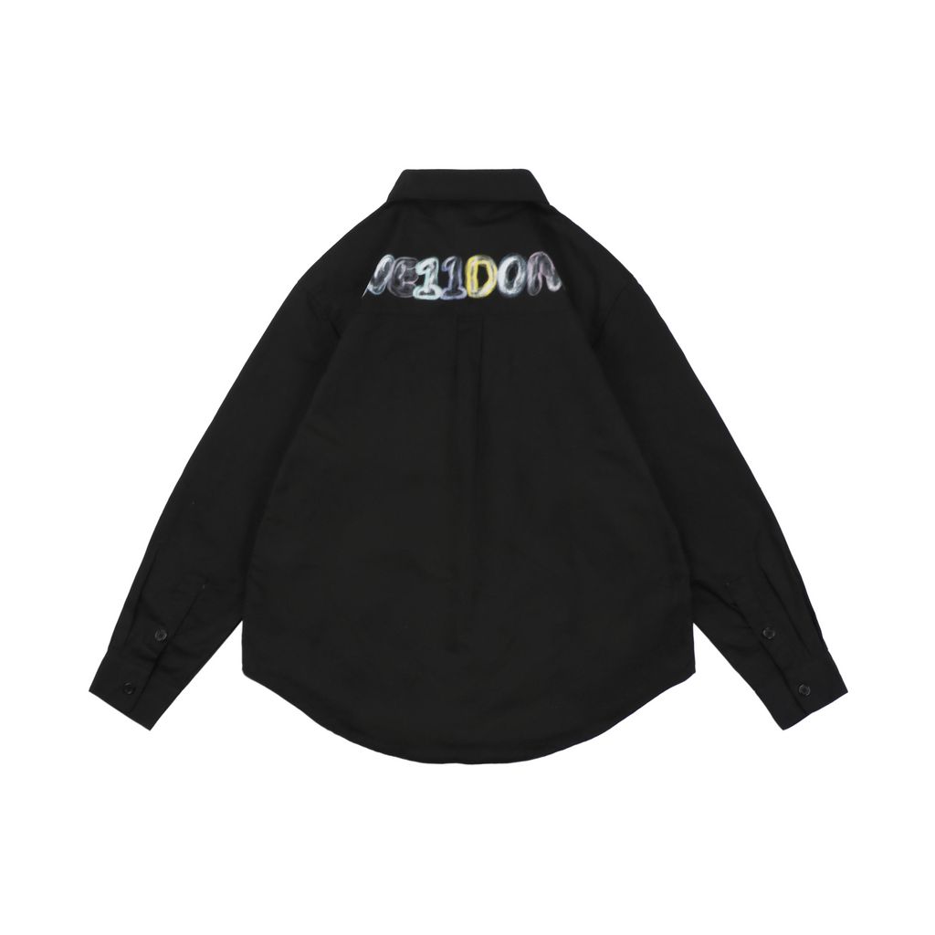 WE11DONE Colorful Crayon Letter Print Long Sleeve Shirt