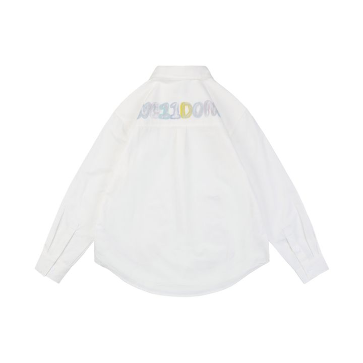 WE11DONE Colorful Crayon Letter Print Long Sleeve Shirt