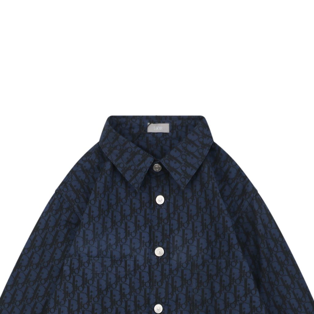 Dior 22SS Retro Tonal Jacquard Long Sleeve Shirt