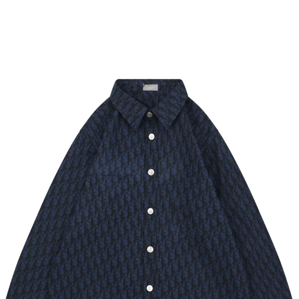 Dior 22SS Retro Tonal Jacquard Long Sleeve Shirt