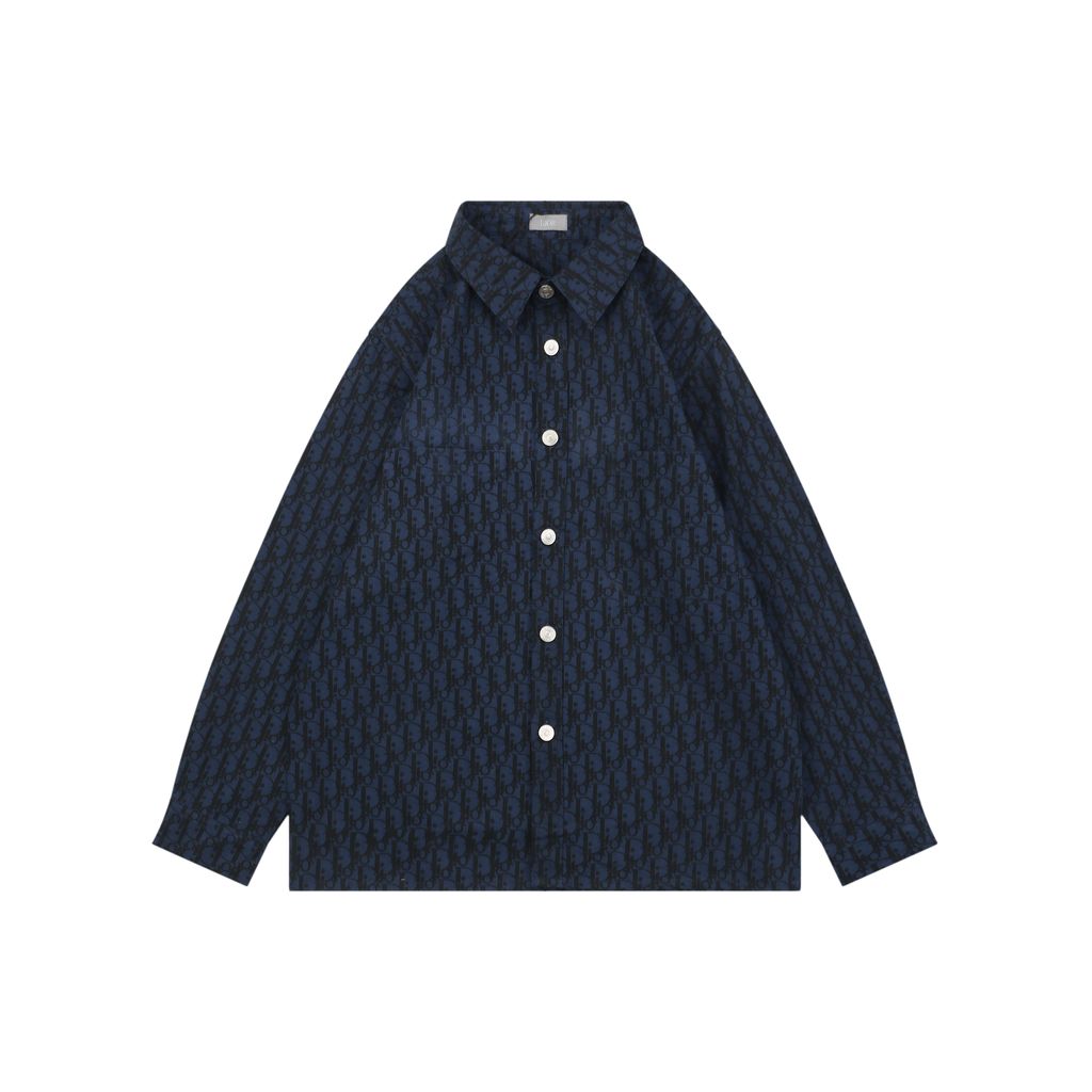 Christian Dior 22SS Tonal Logo Jacquard Long Sleeve Shirt