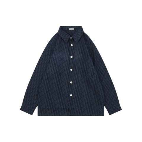 Christian Dior 22SS Tonal Logo Jacquard Long Sleeve Shirt
