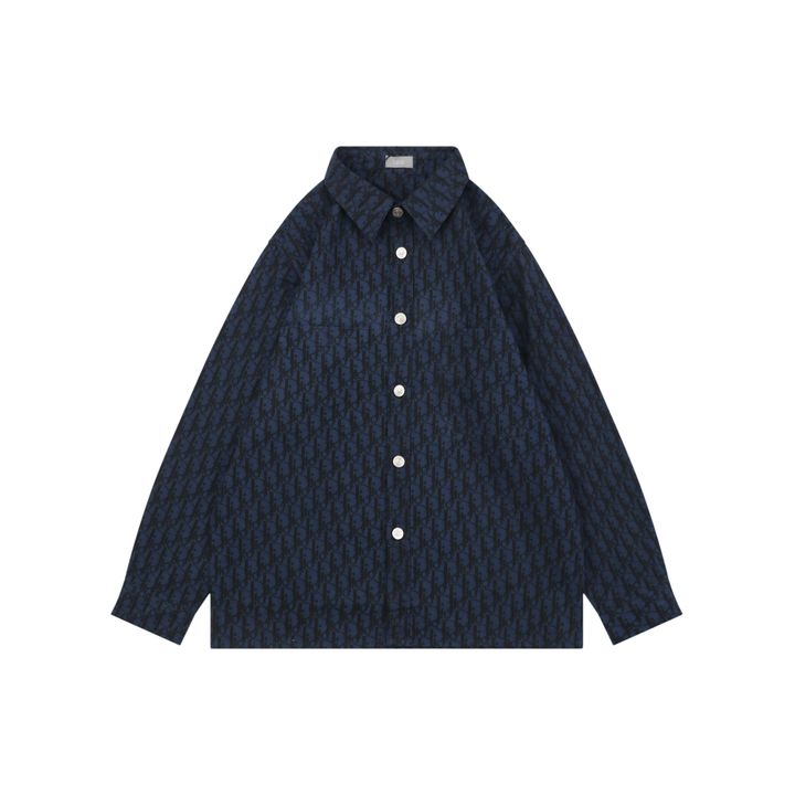 Christian Dior 22SS Tonal Logo Jacquard Long Sleeve Shirt