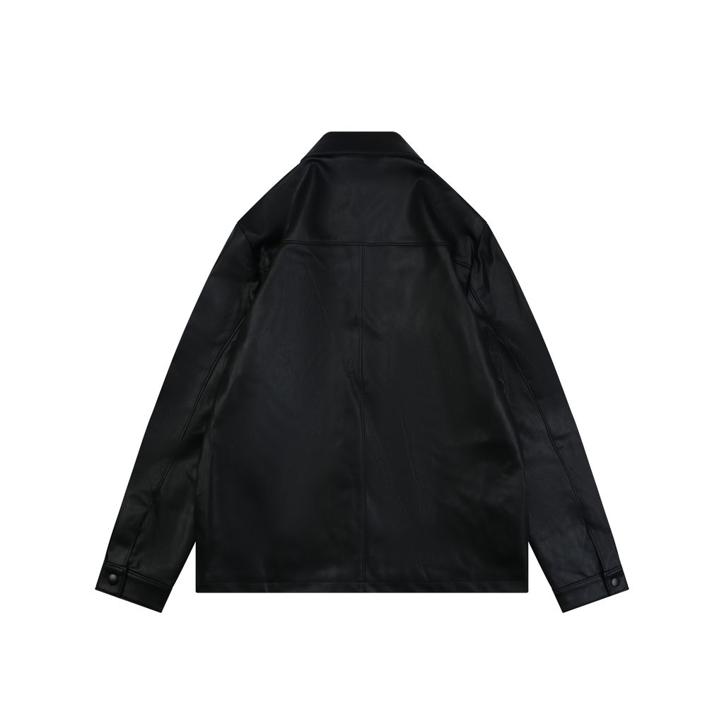 Prada Leather Triangle Logo Button Jacket