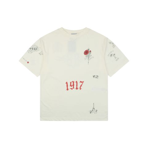 Balenciaga 1917 Tattoo Rose Print T-Shirt