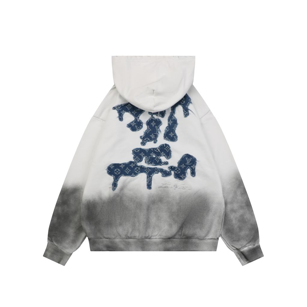 Louis Vuitton Dissolved Denim Monogram Patchwork Hoodie