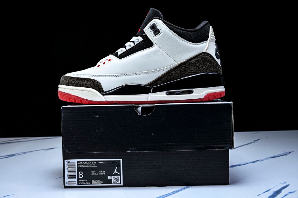 Air Jordan 3 Retro World's Best IF4396-103 Sail University Red men's sneakers side view