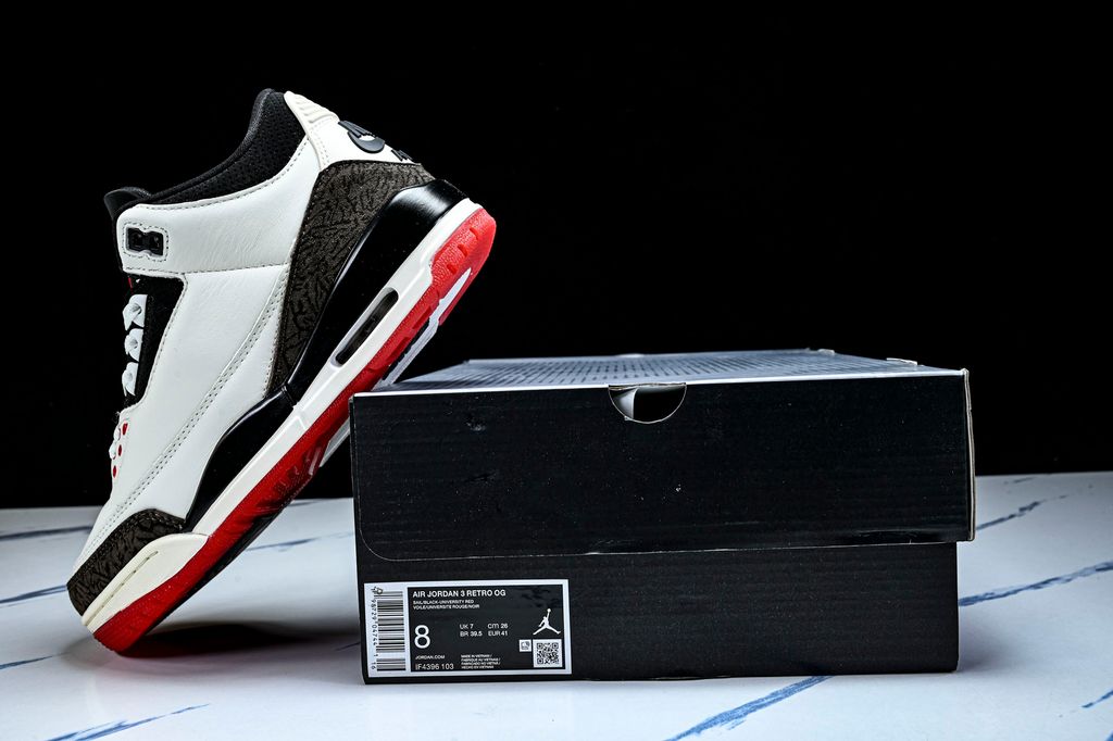 Air Jordan 3 Retro World's Best IF4396-103 Sail University Red men's sneakers side view
