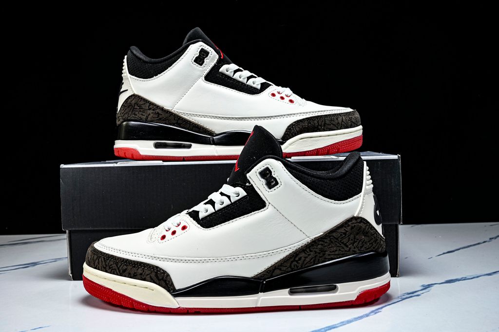 Air Jordan 3 Retro World's Best IF4396-103 Sail University Red men's sneakers side view