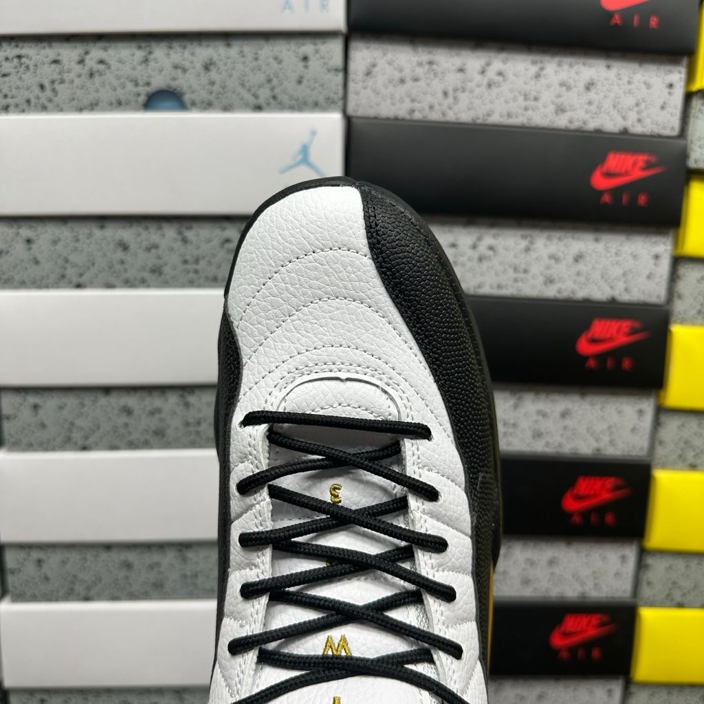 Air Jordan 12 Retro Royalty Taxi CT8013-170 White Black Metallic Gold side view