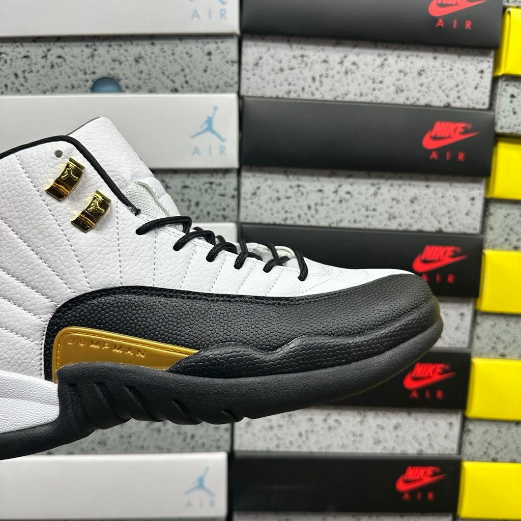 Air Jordan 12 Retro Royalty Taxi CT8013-170 White Black Metallic Gold side view