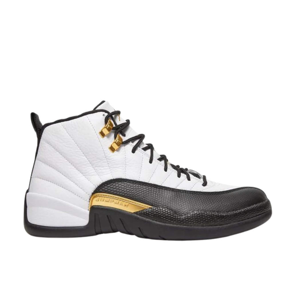 Air Jordan 12 Retro Royalty Taxi CT8013-170 White Black Metallic Gold side view