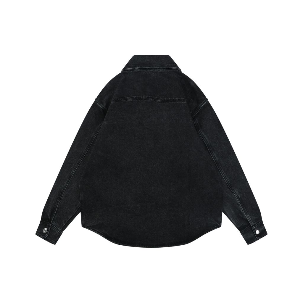 AMI Paris Heart Embroidered Denim Long Sleeve Shirt