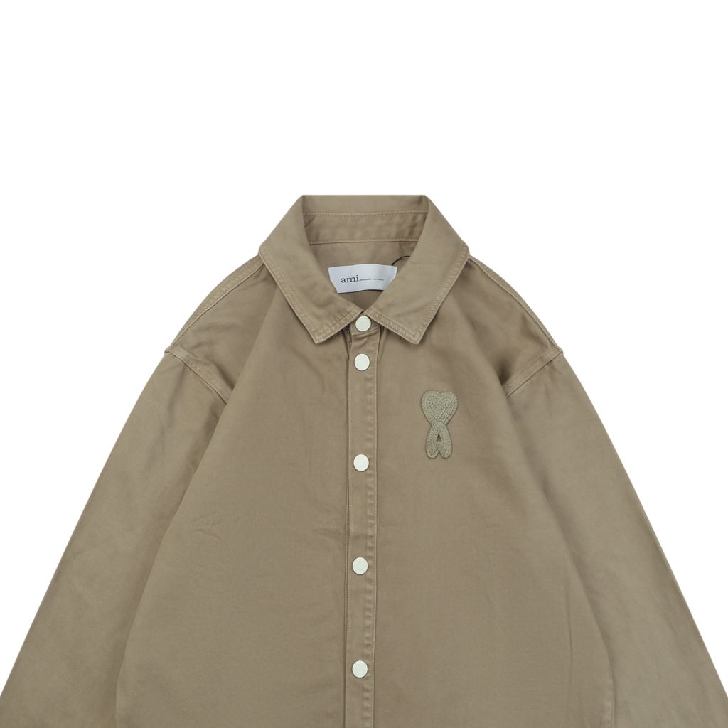 AMI Paris Vintage Snow-Washed Denim Button-Up Shirt